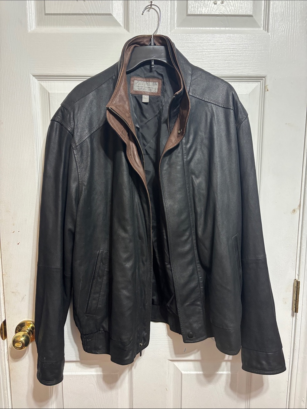 Men's Black Leather Bomber Jacket: Daniel Cremieux Signature Collection Men’s XL